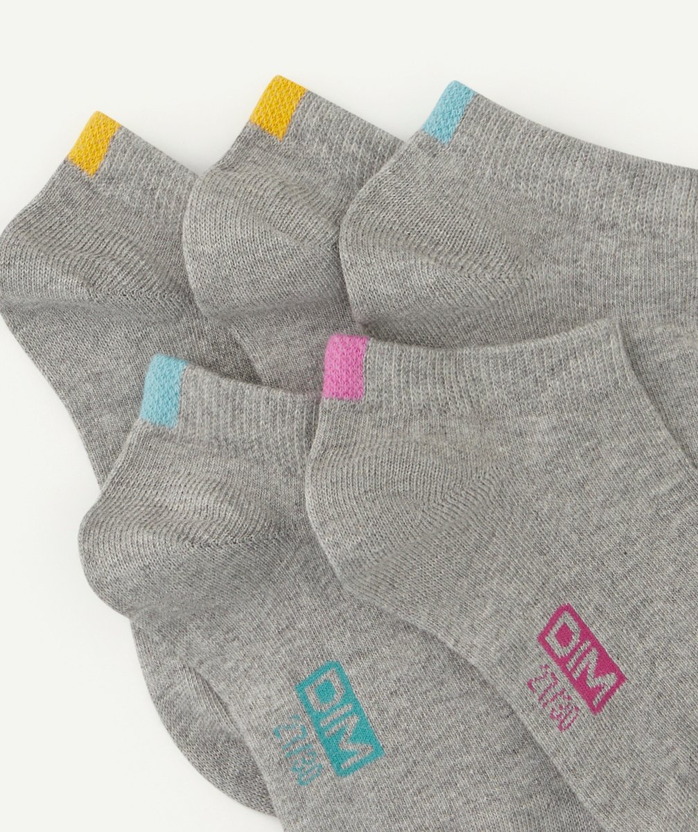 DIMLOT DE 5 PAIRES DE SOCQUETTES GRIS CLAIR