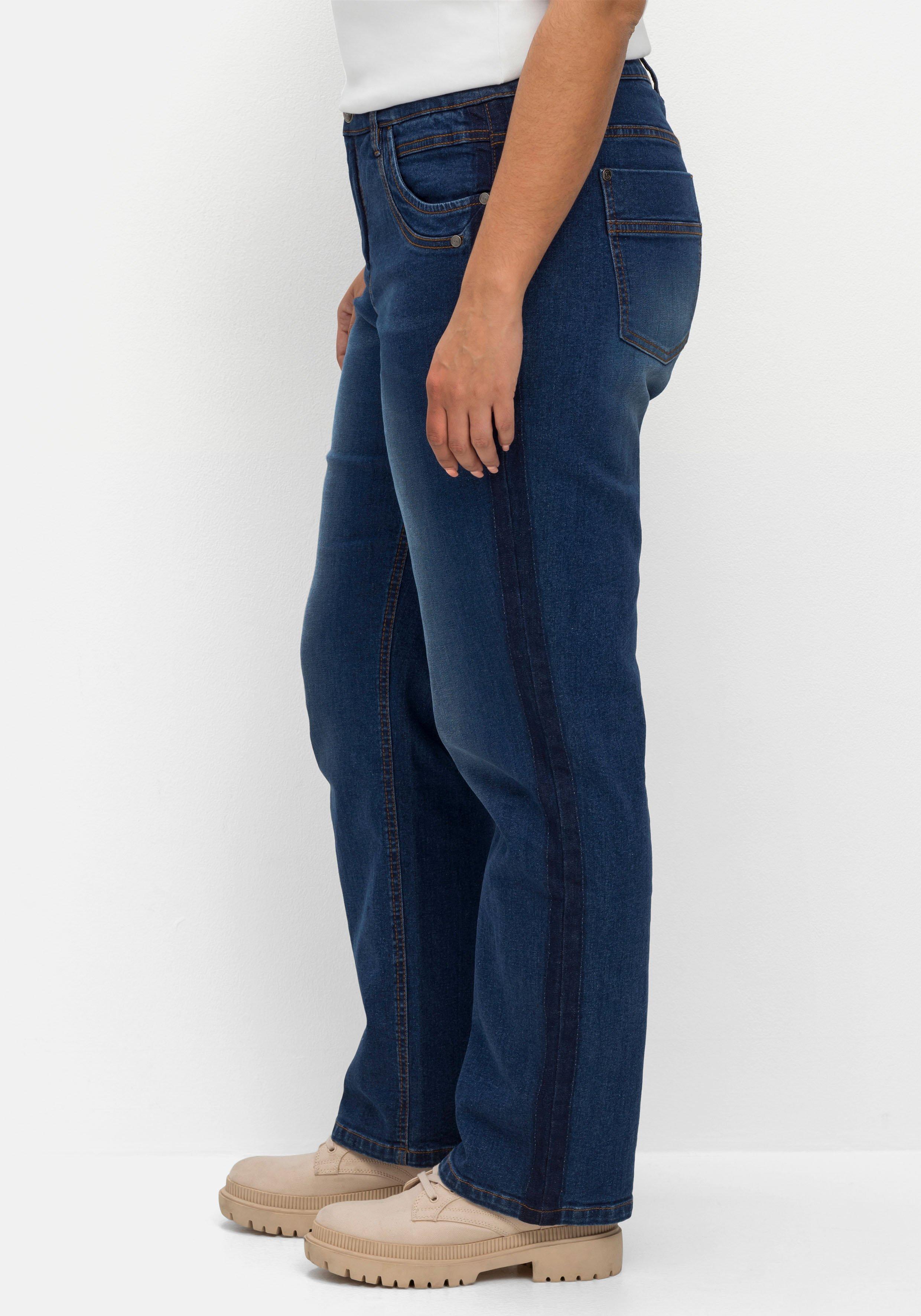 Gerade Jeans in Curvy-Schnitt PIA mit Galonstreifen