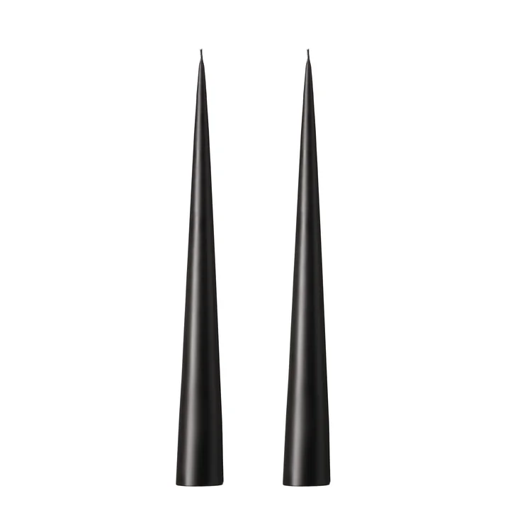 ester & erik - Kegelkerze, 37 cm, No. 75, raw black / matt (2er-Set)