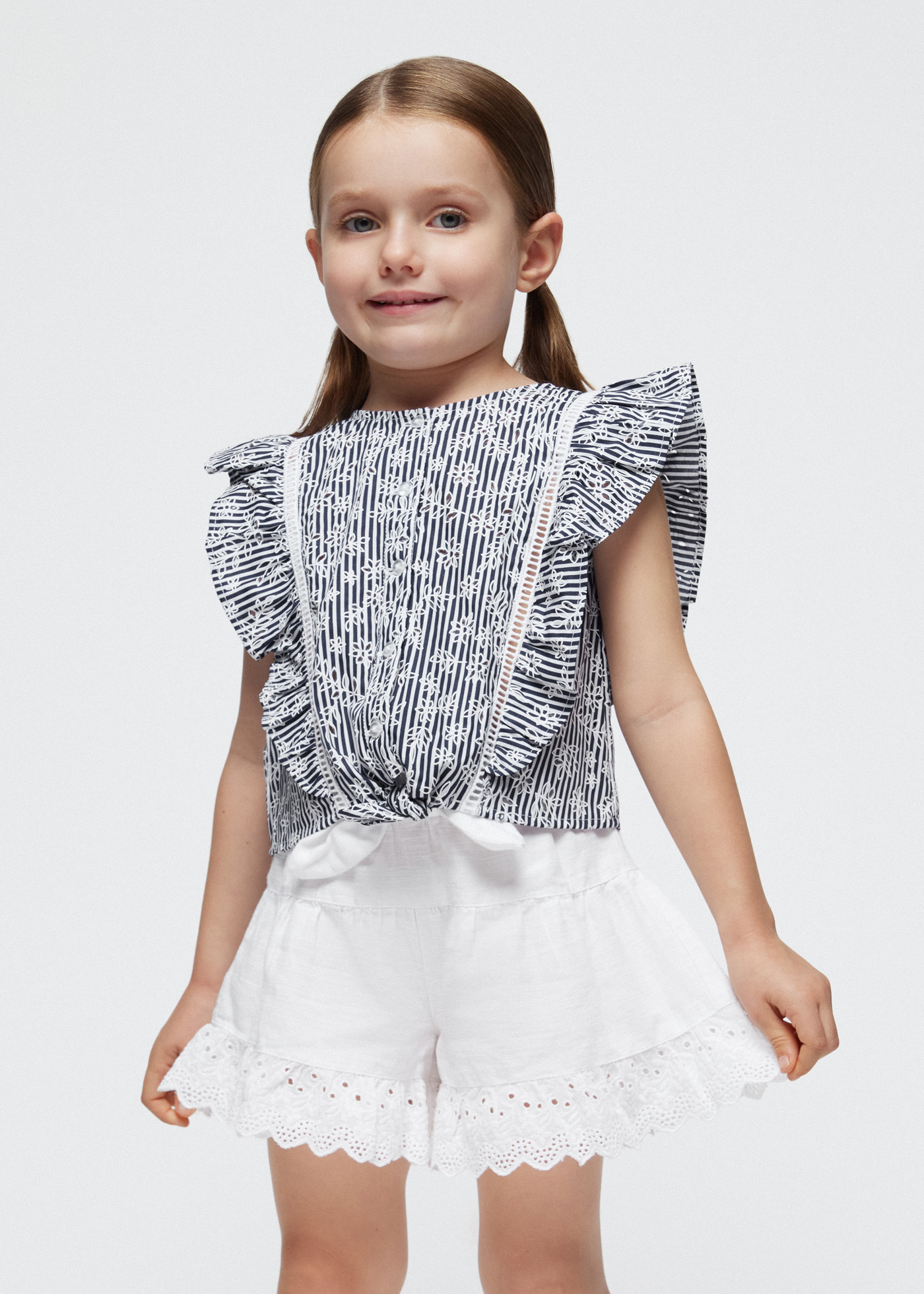 Blusa listrada de popeline Granada para menina