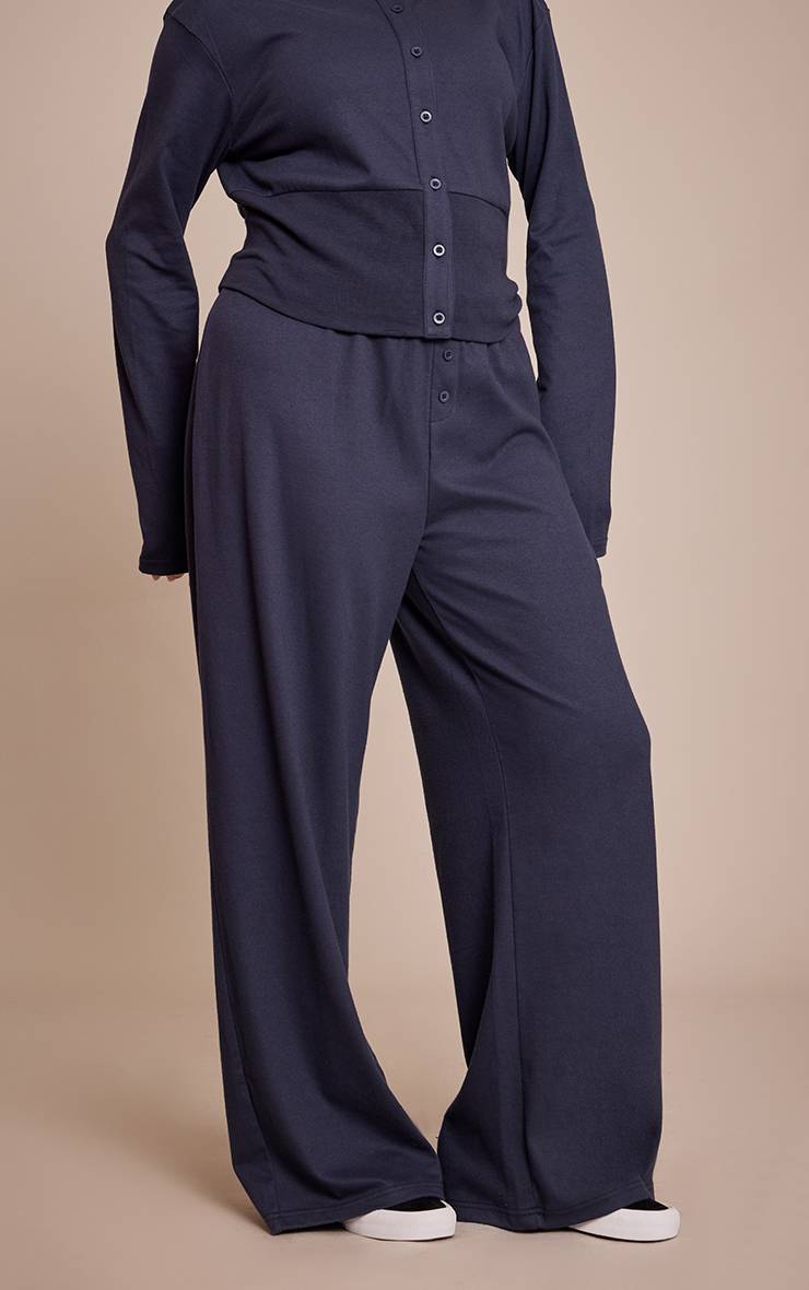 Bleu Marine Pantalon Large Super Doux Basique Plus