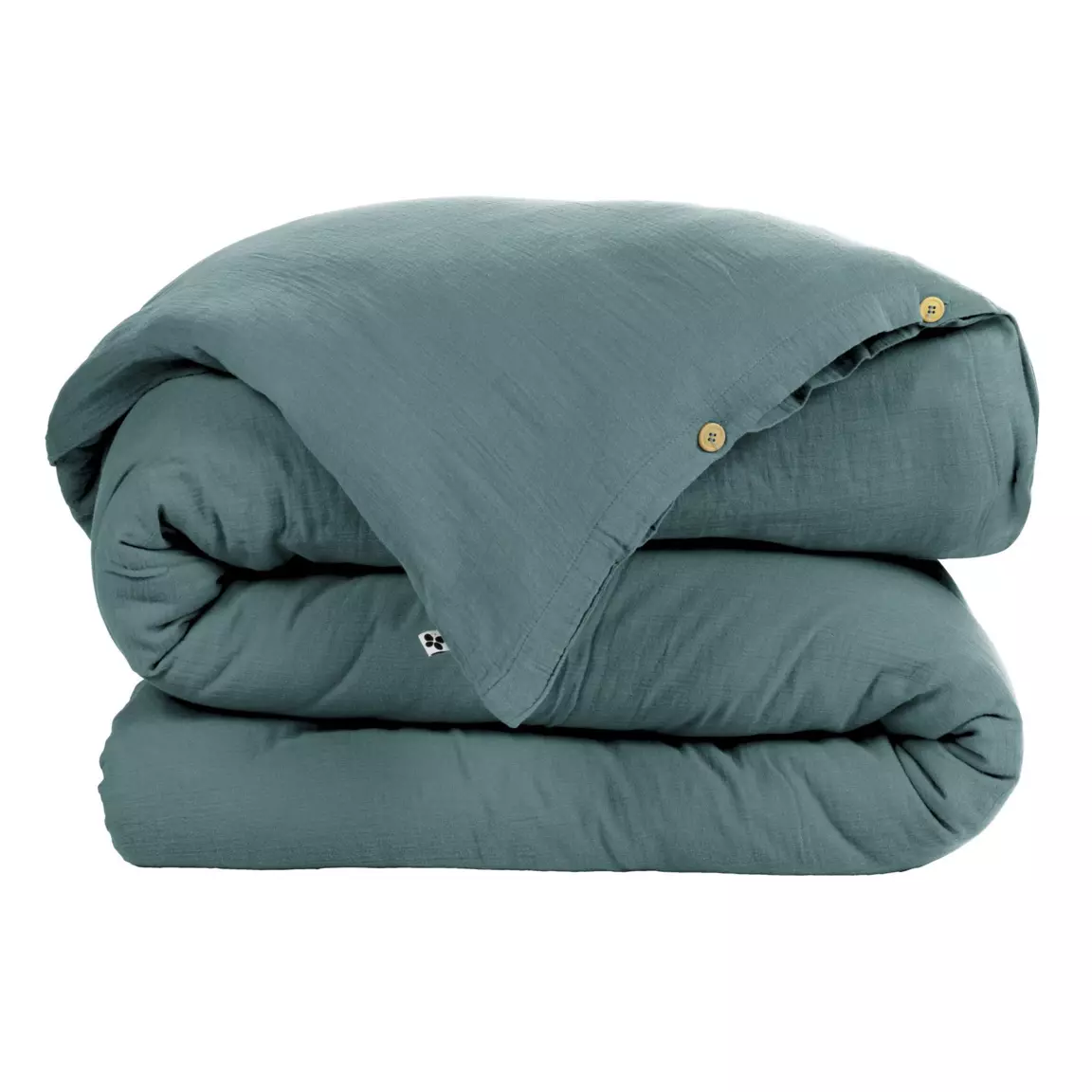 Housse de couette gaze de coton (280 x 240 cm) Gaïa Bleu canard