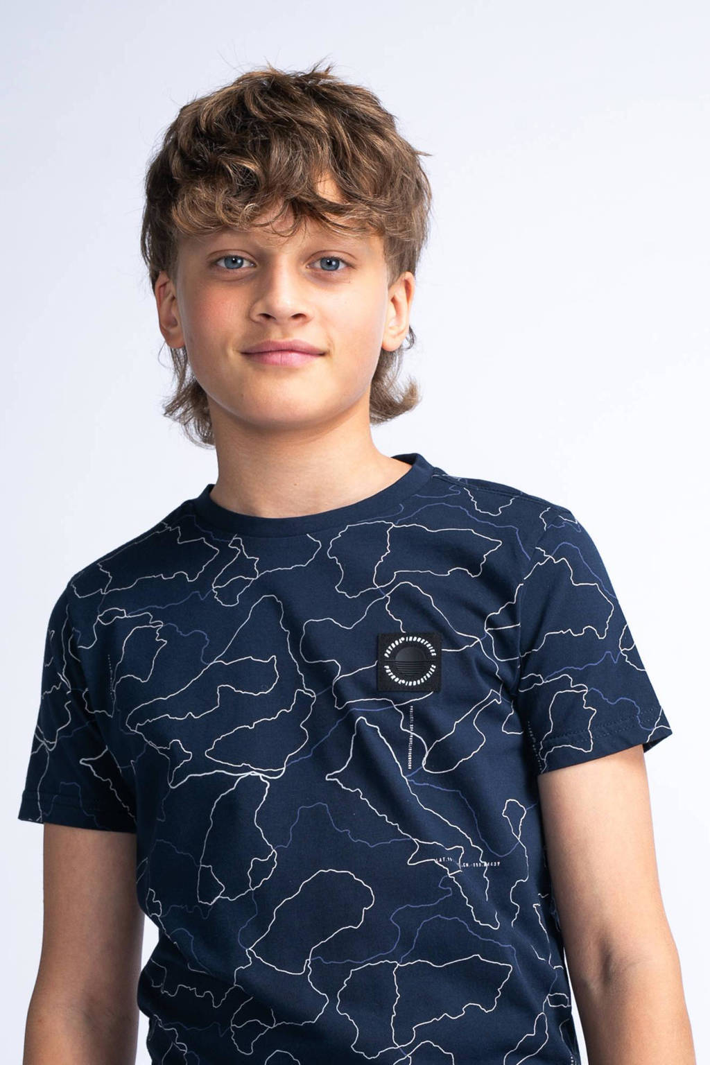 Petrol Industries T-shirt met all over print blauw