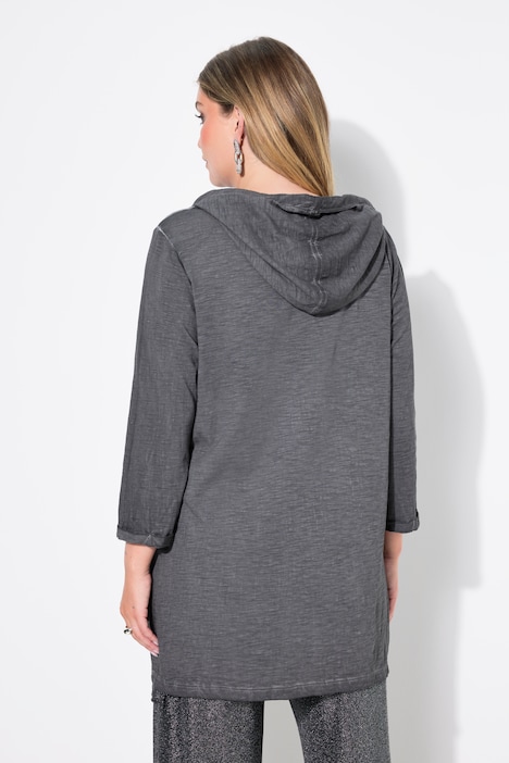 T-Shirt, A-Linie, ColdDyed, Strass-Verlauf, Kapuze