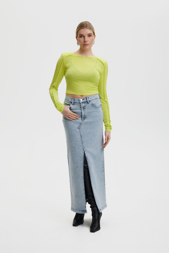 Gestuz SiwGZ HW long skirt Light blue washed