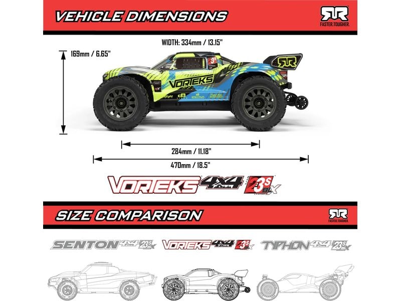 Arrma Stadium Truck SCT Vorteks BLX 223S Türkis ARTR, 1:10 Off-Road Modell mit Brushless Motor