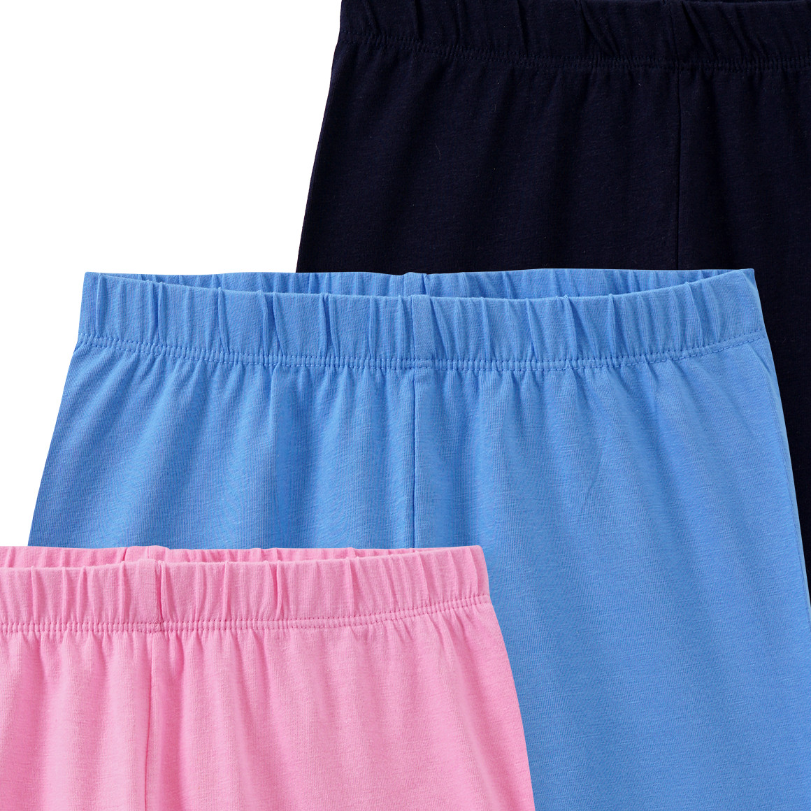 Famy 3 Mädchen Radler im Basic-Look rosa / weiss / blau