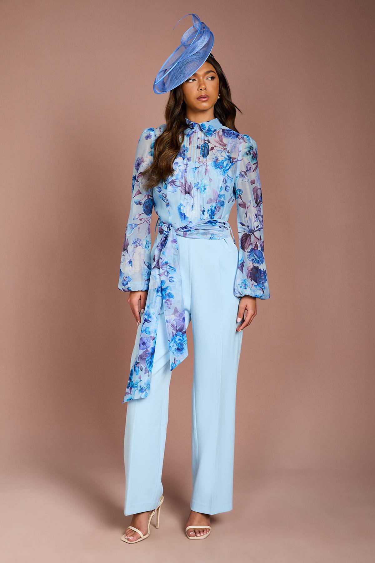 Coast Combinaison-Pantalon Large Invitée Mariage avec Manches Bouffantes et Détails Plis Piqués