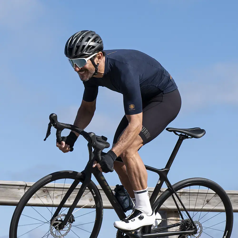 FUTURUM JONA Merino Fietsshirt Korte Mouwen Donkerblauw Heren