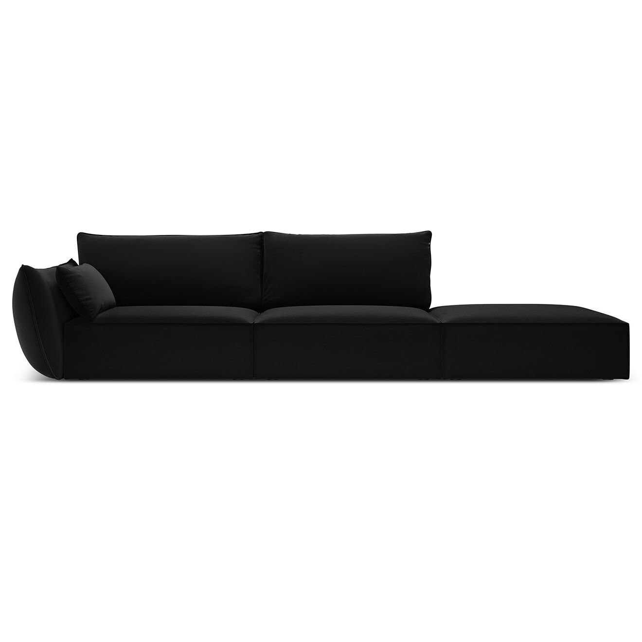 Mazzini Sofas Canapé gauche Velours Vanda 4 Places noir - 286x100x85 cm