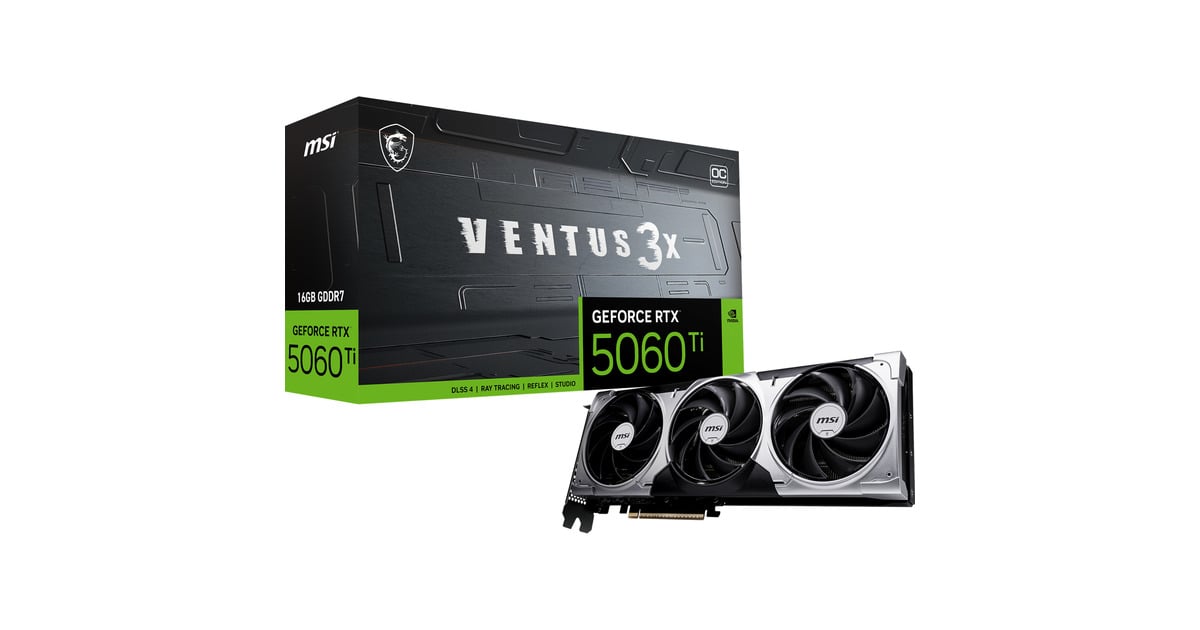 MSIGeForce RTX 5060 Ti 16G VENTUS 3X OC grafische kaart  (3x DisplayPort, 1x HDMI)