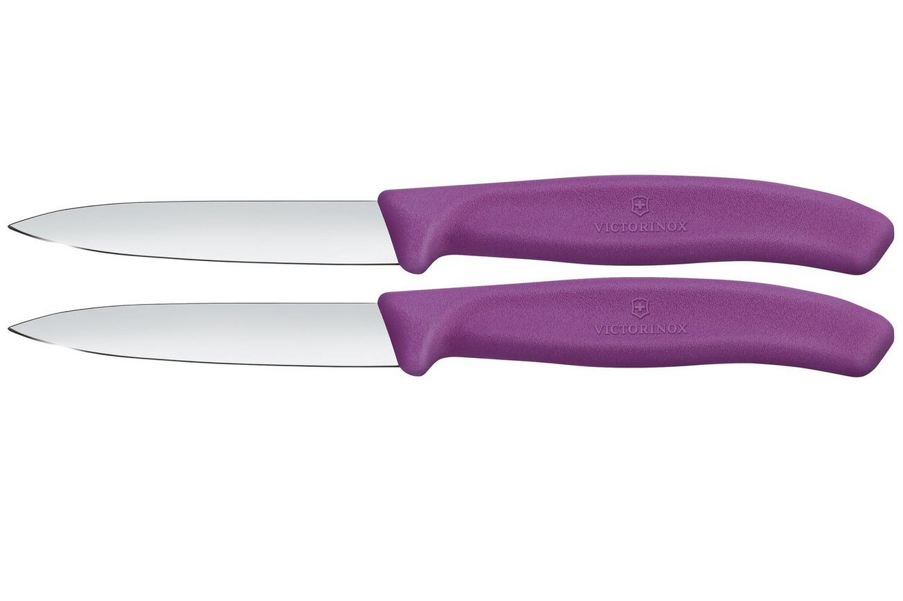 Victorinox Swiss Classic 6.7605.2C1 Straight, Purple, set van 2 groentemesjes, 8 cm
