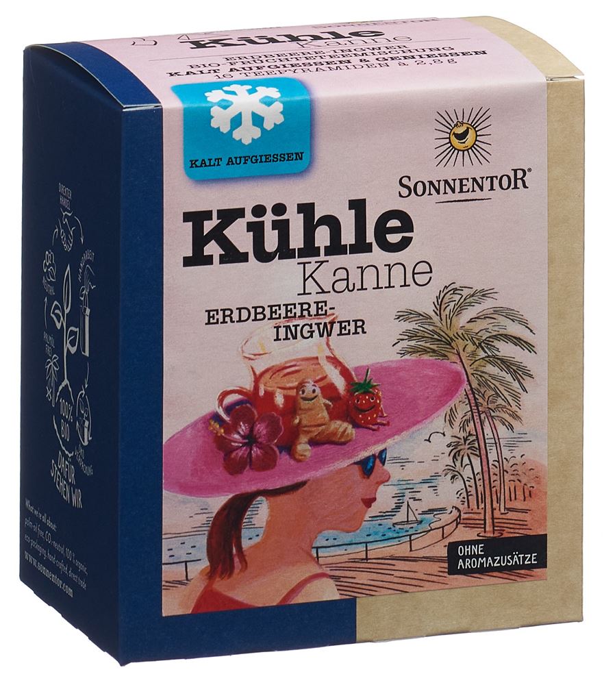 SONNENTOR Kühle Kanne Teepyramiden Tees Erdbeer-Ingwer BIO 16 Stk