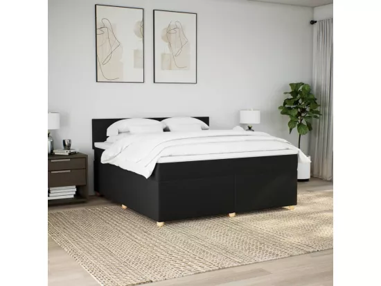 Sommier à lattes de lit avec matelas Noir 180x200 cm Tissu