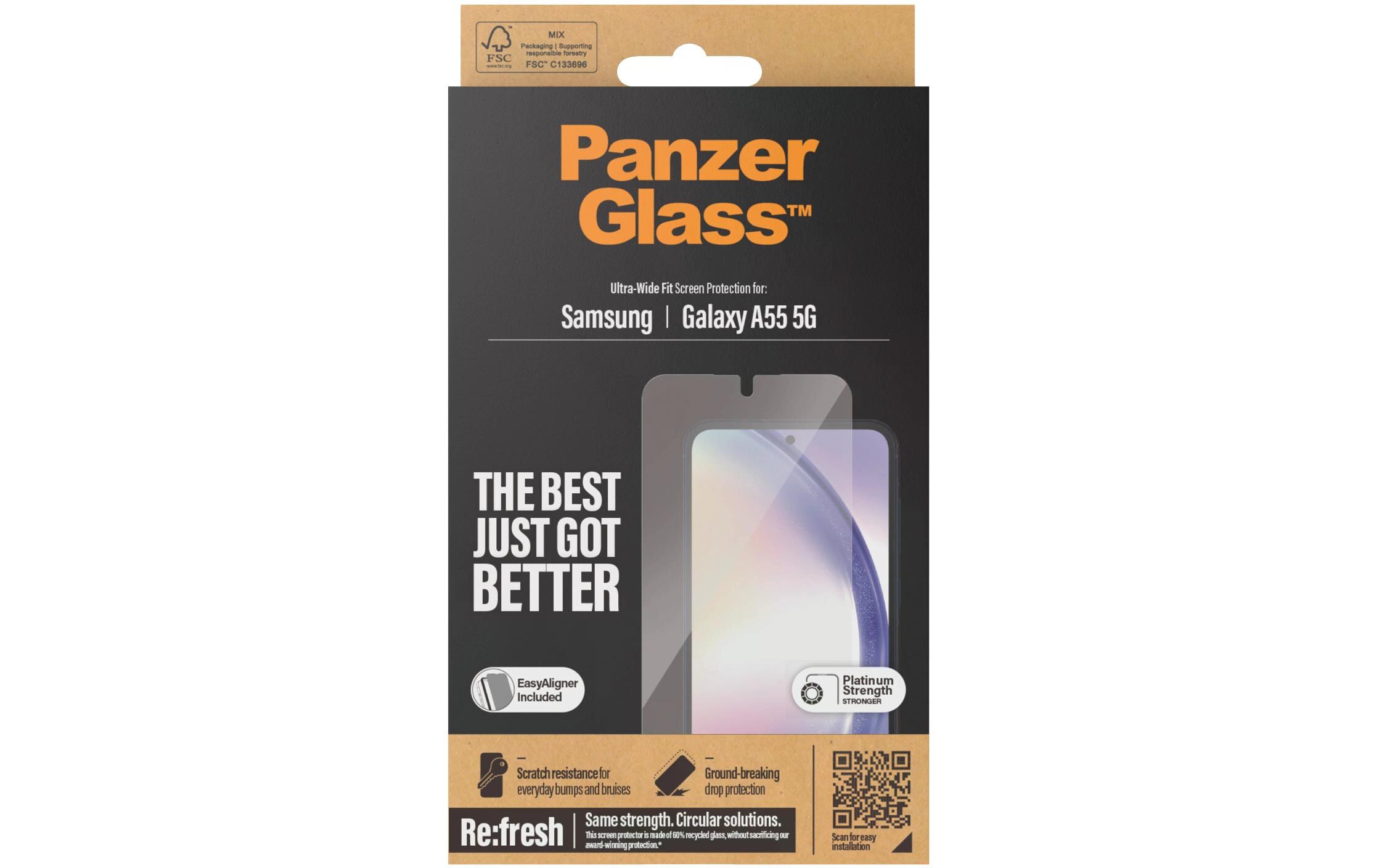 Displayschutz Ultra Wide Fit Galaxy A55 5GDisplay-Schutzfolie für das Samsung Galaxy A55 5G