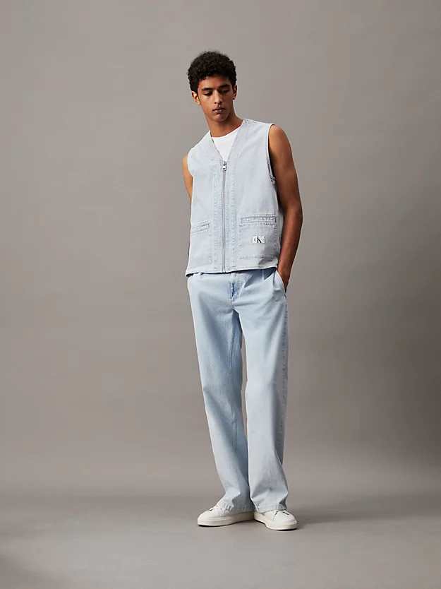 Colete jeans com zíper