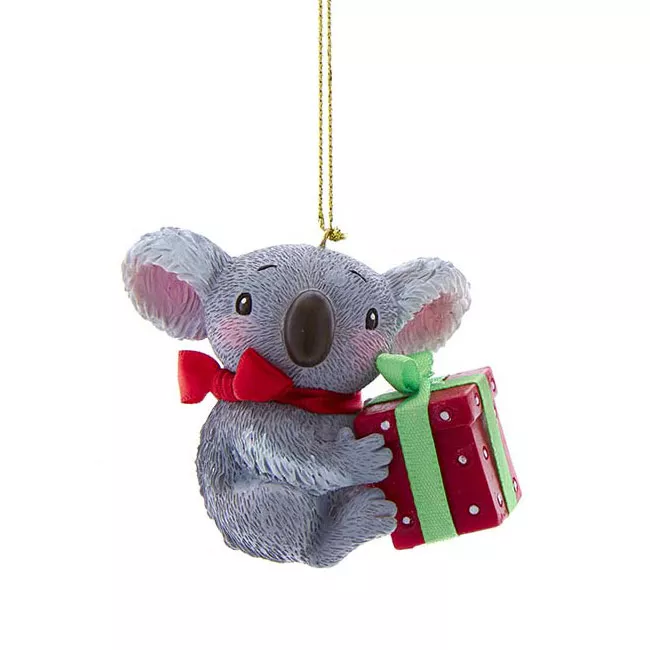 Suspension de Noël (H7 cm) Koala et cadeau de Noël