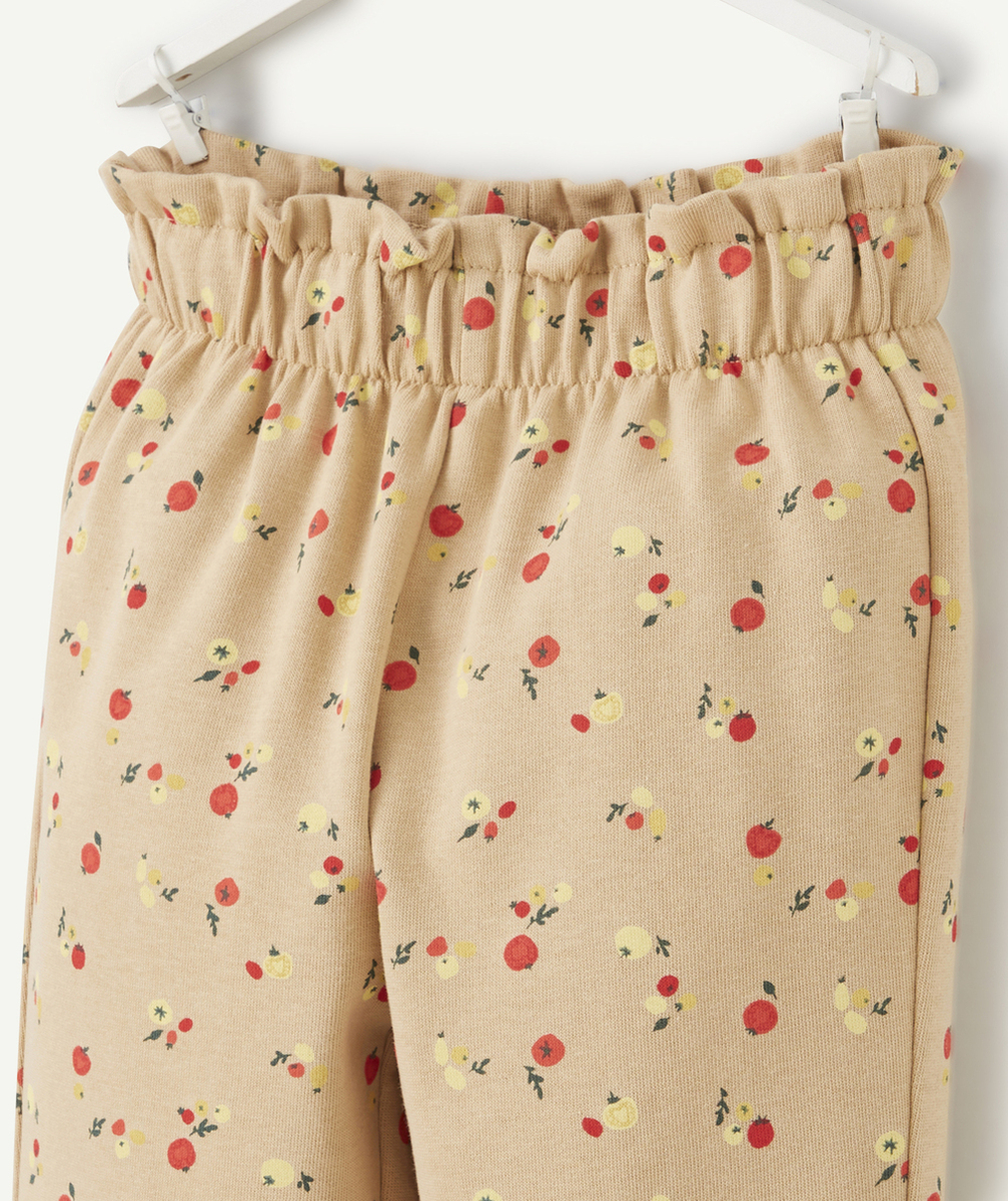 PANTALON DROIT BÉBÉ FILLE EN COTON BIO BEIGE IMPRIMÉ LÉGUMES
