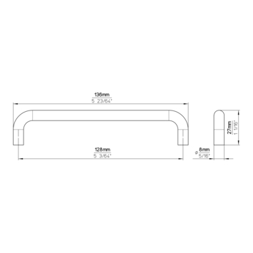 Greep Anke zwart 136mm