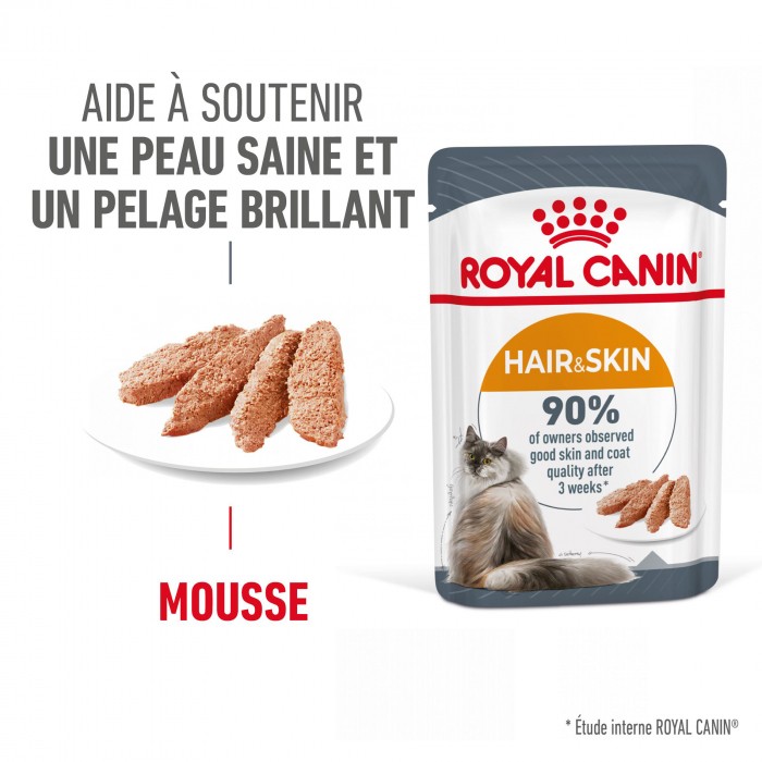 ROYAL CANIN Hair & Skin Care en Mousse – Pâtée pour chat