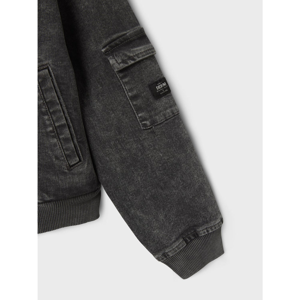 Køb Name It Dark Grey Denim Luna Denim Bomber Jakke