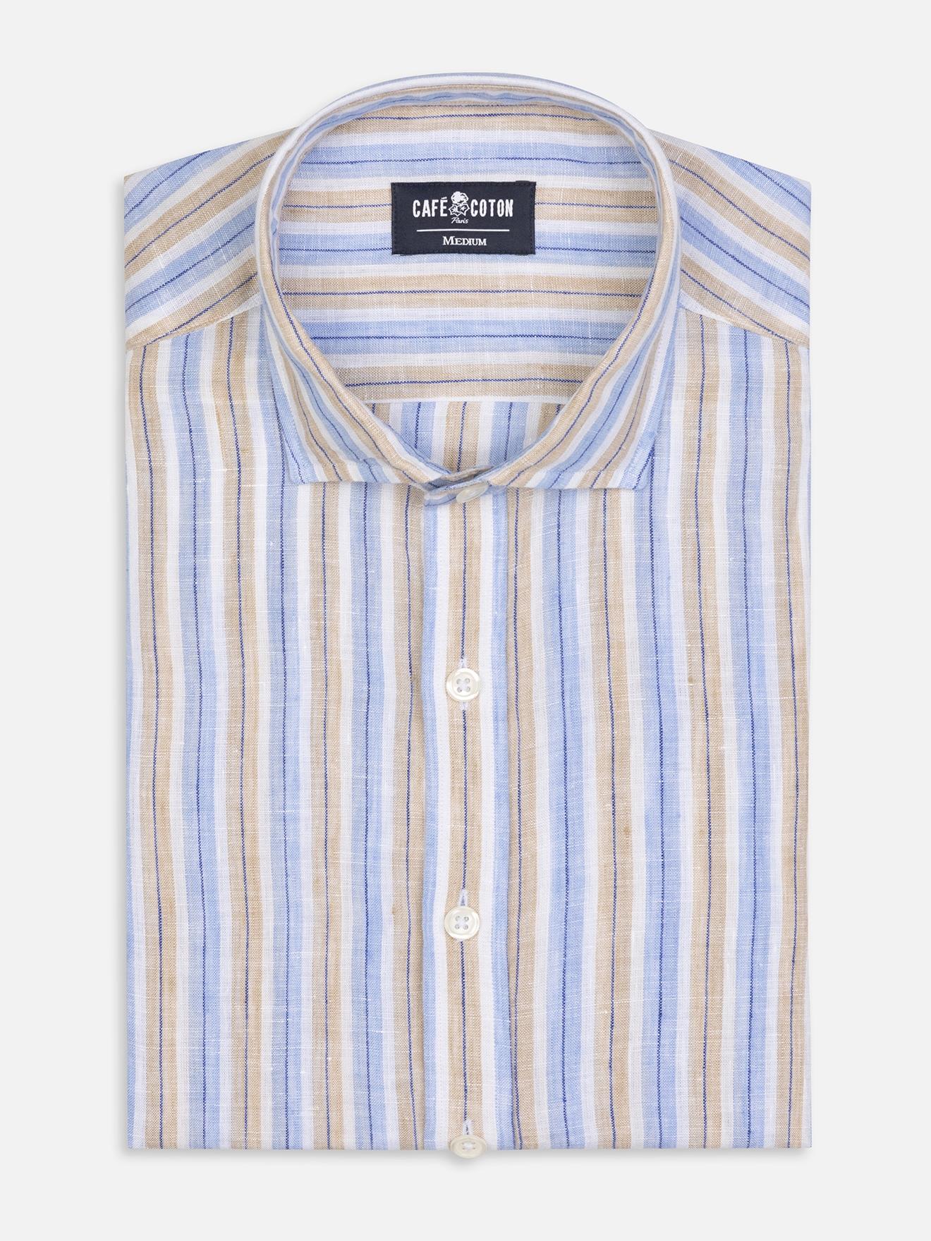Chemise Robby en lin à rayures sable