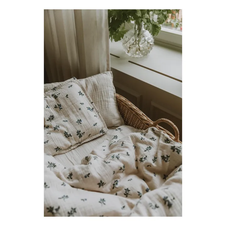garbo&friends Drap-housse Blueberry en mousseline de coton | Ivoire