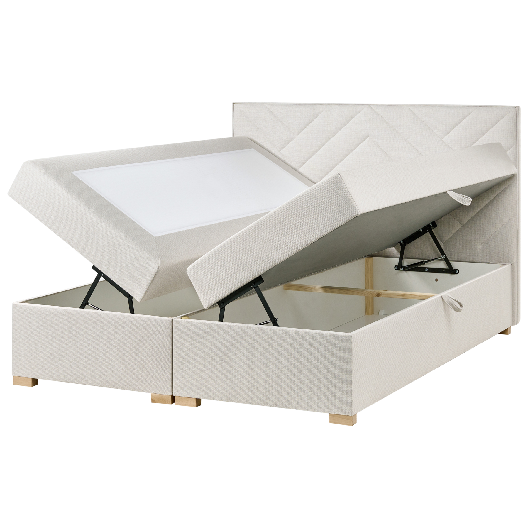 Beliani-ESQUIRE-Boxspringbed-Gebroken wit-160 x 200 cm-Polyester