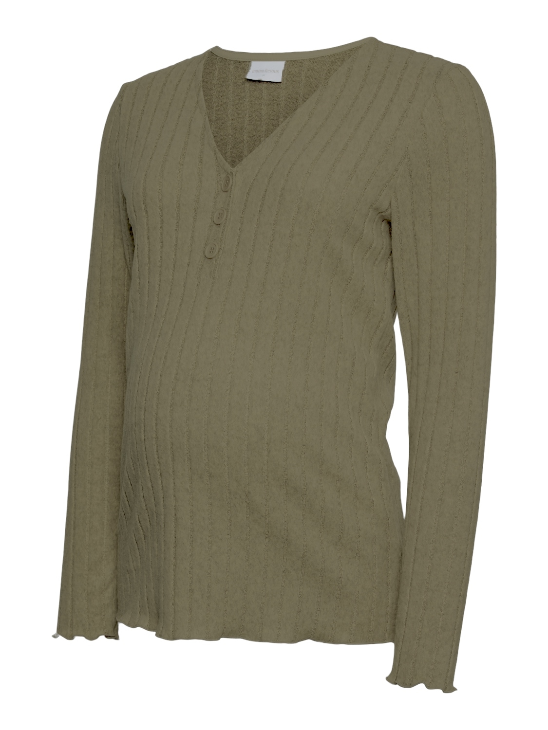 Mamalicious V-Shirt »MLFELIZIA LIA LS JRS TOP 2F NOOS«, in Rippenoptik