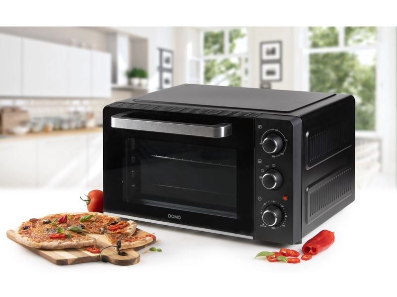 Domo Backofen DO1107GO 28 l, Schwarz Kleinbackofen mit hochwertigem Wärmeelement für gleichmässige Ergebnisse