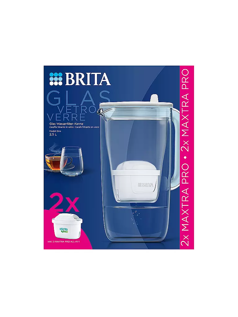 BRITA Tischwasserfilter Glas MODEL ONE 2,5L Weiss  weiss