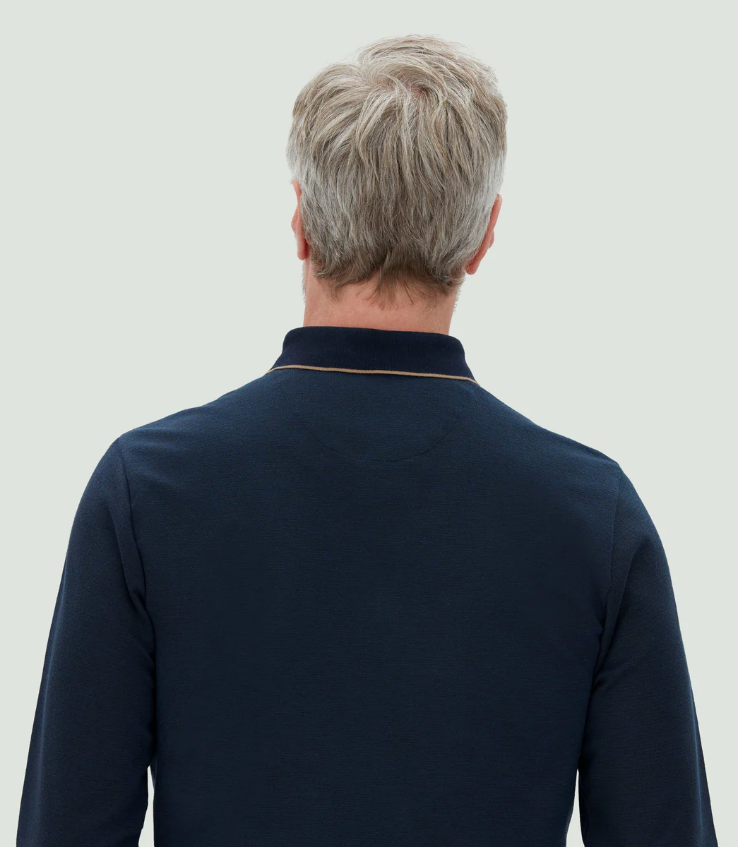 Polo jacquard manches longues marine 