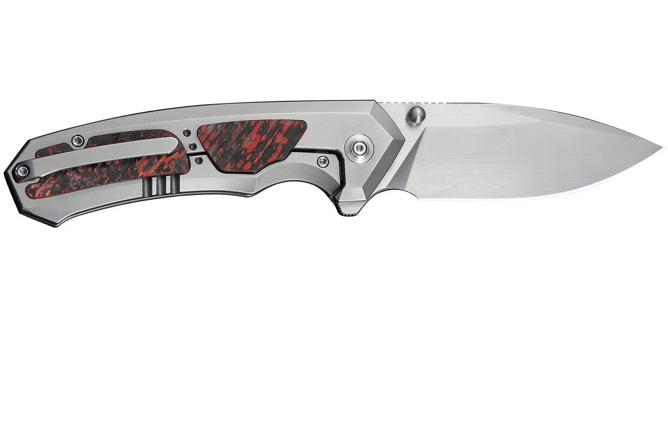 WE Knife Corwyn WE24088-4 Hand Satin Böhler M390, Polished Bead Blasted Titanium Lava Flow FatCarbon, zakmes