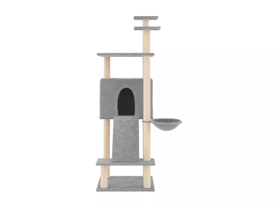 Arbre à chat avec griffoirs en sisal Gris clair 153 cm