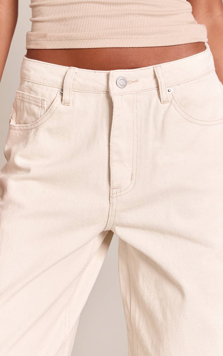Ecru Jean Taille Haute Jambe Large Extensible Pour Grandes Tailles