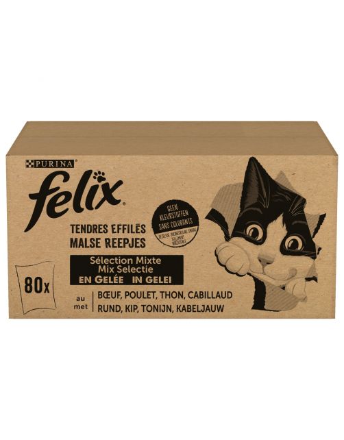 Felix Multibox Elke Dag Feest Mix Selectie In Gelei - Kattenvoer - Rund Kip Tonijn 80x85 g
