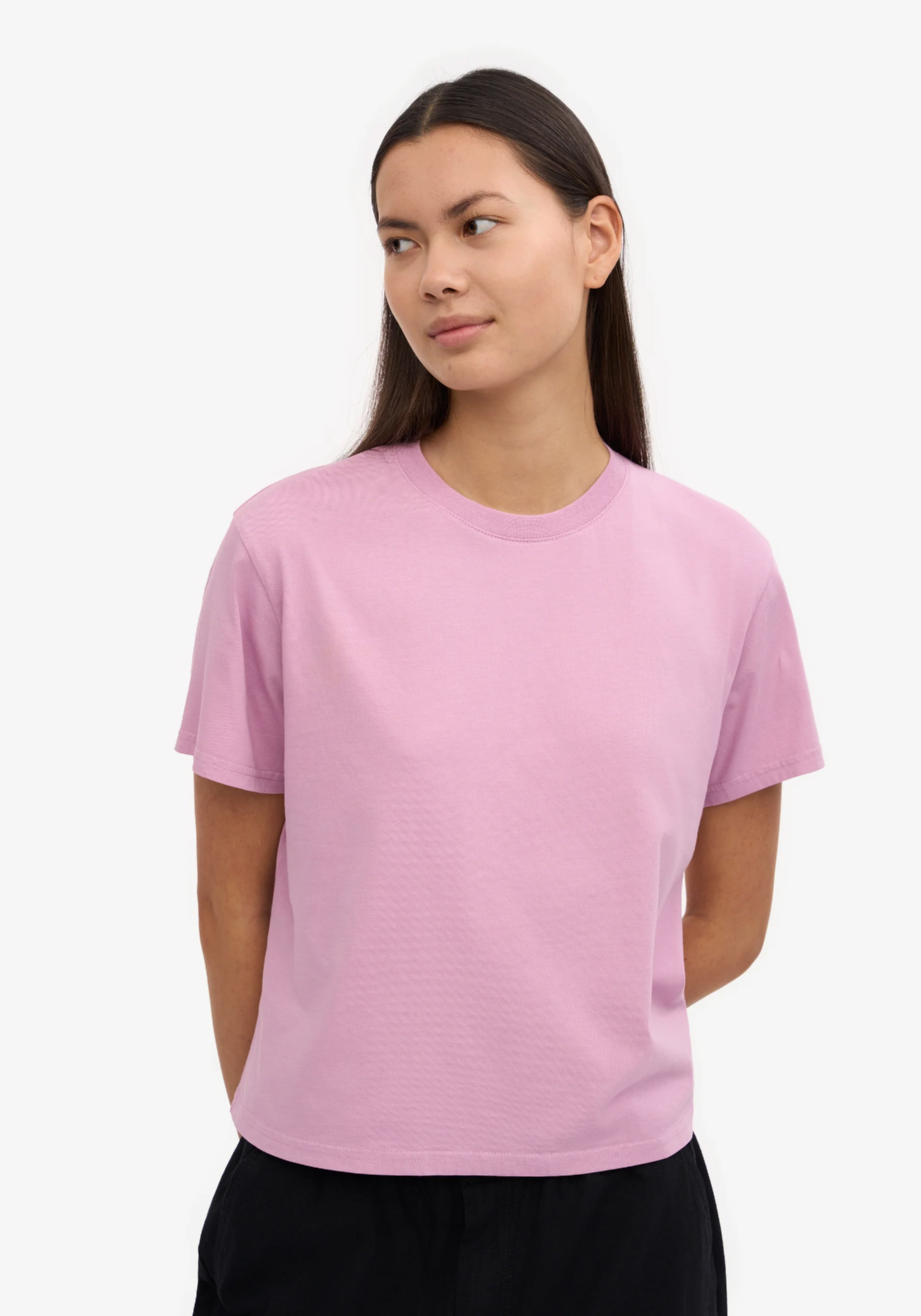 Colorful Standard Boxy Crop Damen-T-Shirt Cherry Blossom
