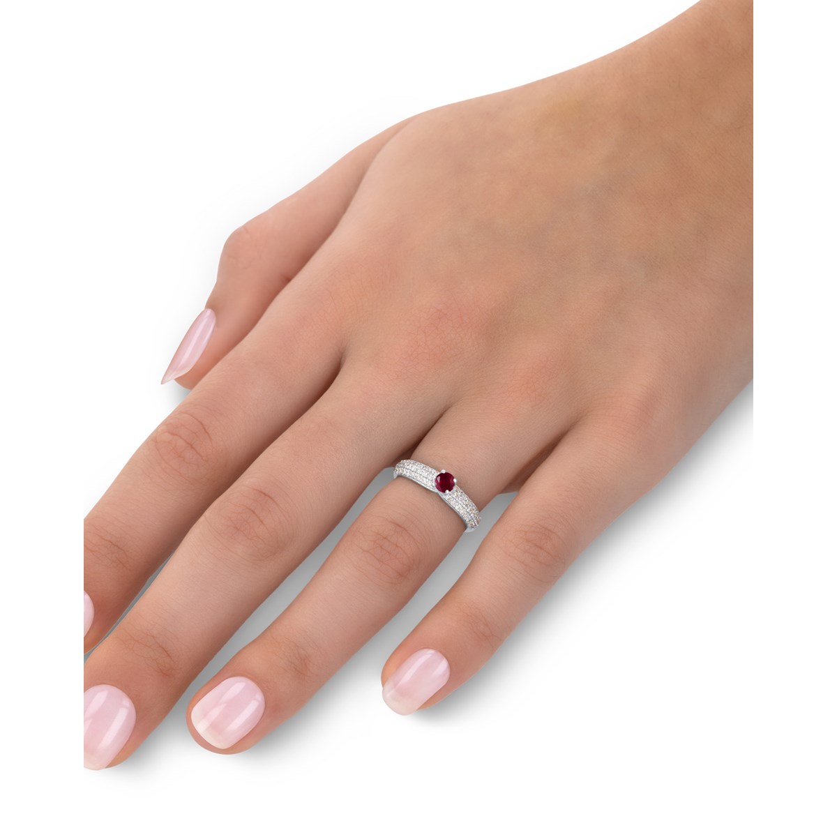 Bague ADEN Or 585 blanc Rubis et diamants 1.978grs
