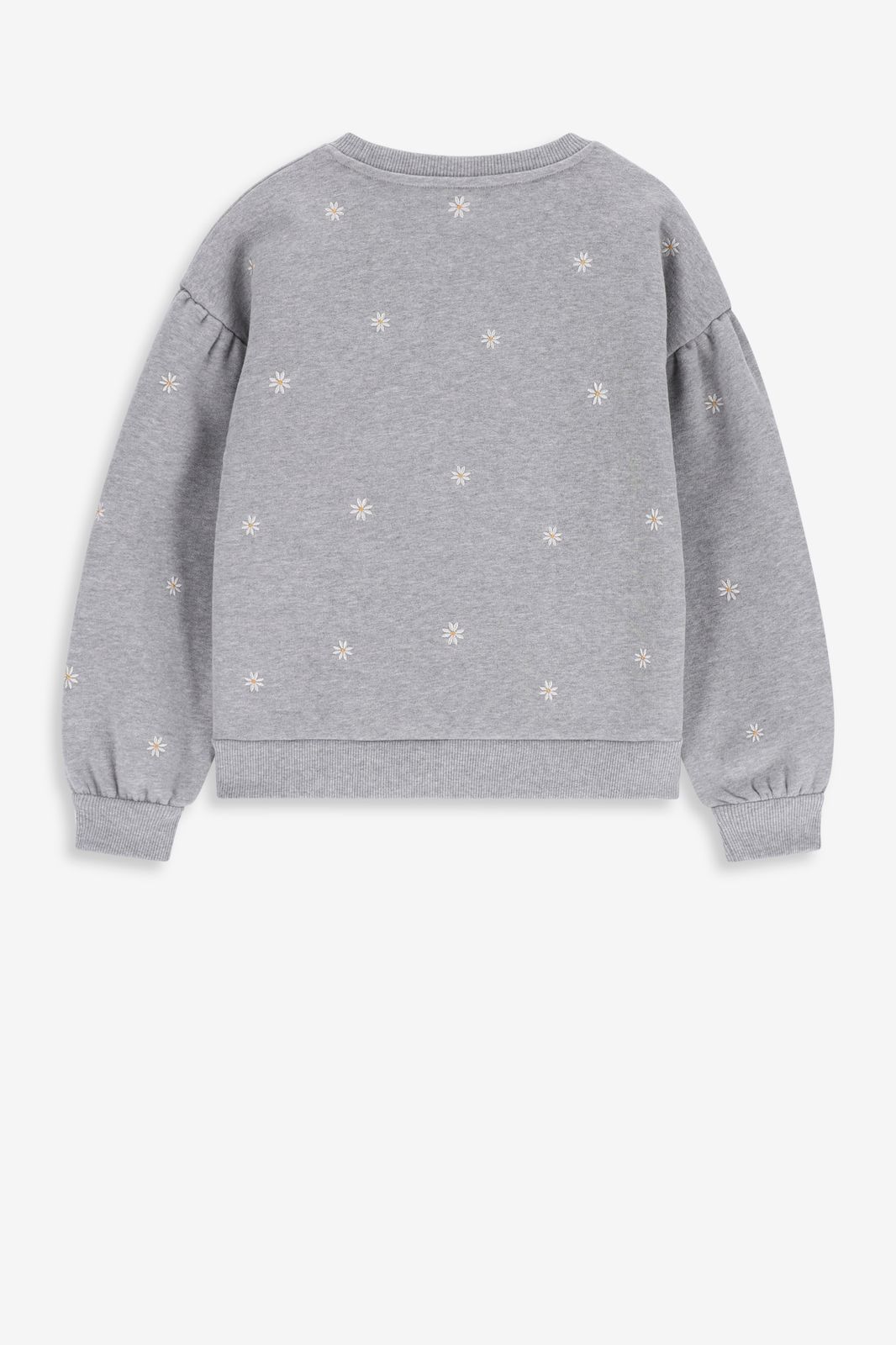 Grijze sweater met madeliefjes embroidery