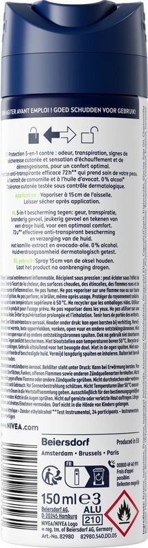 NIVEA MEN Sensitive Protect Deodorant Spray - Anti Transpirant Deo - Quick Dry - 6 x 150 ml - Voordeelverpakking