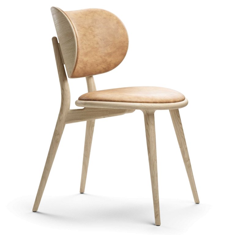 Mater Design The Dining Chair stoel naturel eiken, naturel leer