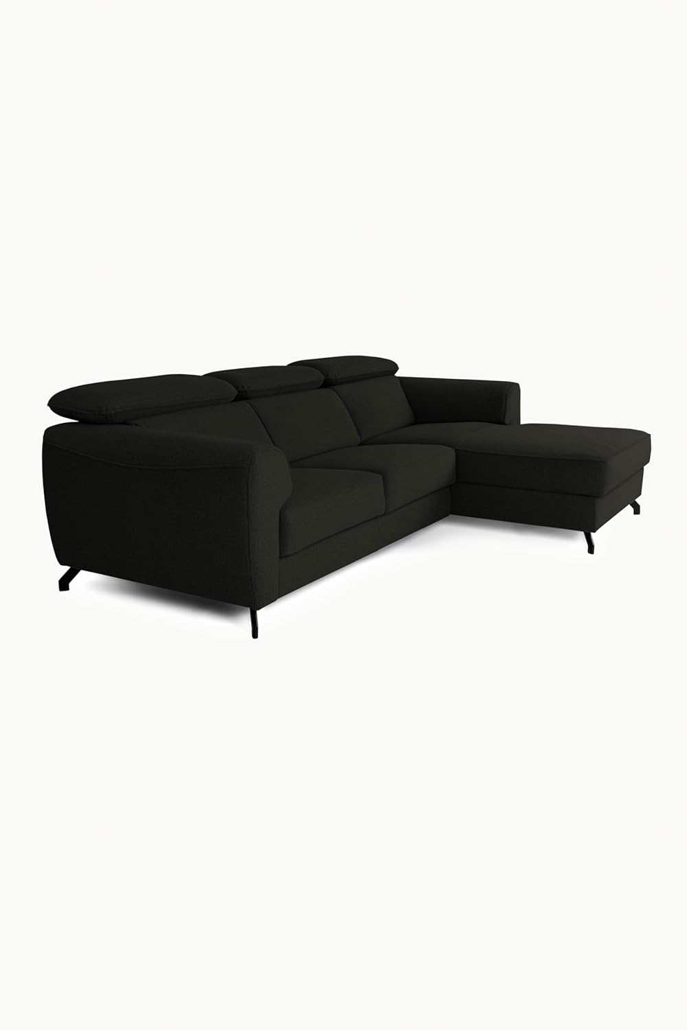 FENIKS Schlafsofa Ecksofa - L-Form - 250 x 172 x 101 cm - Sofa Pflegeleicht - Metallfüße - Rechts Compass Schwarz