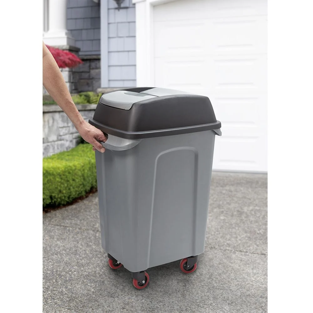 Poubelle de garage 70L sur 4 roulettes