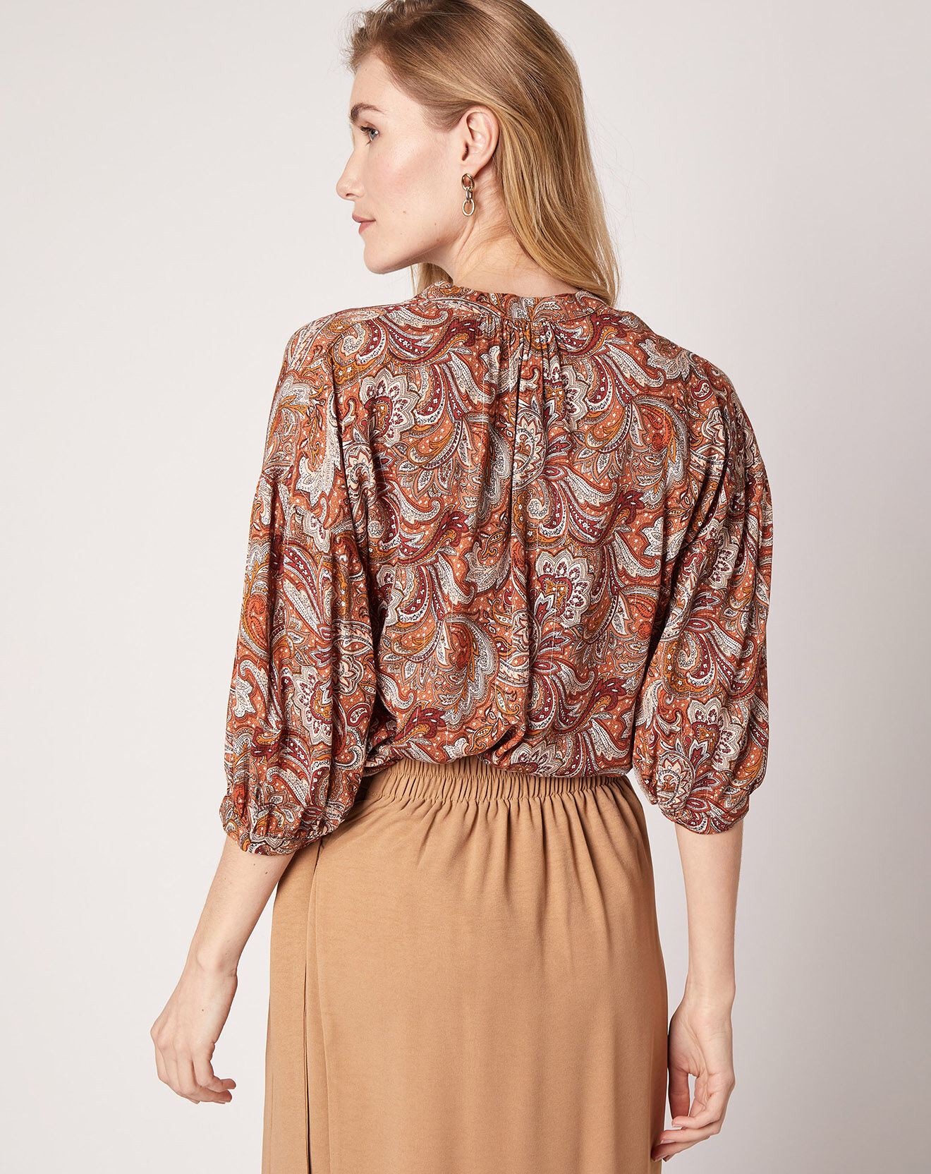 An'ge Blouse Kasta Vl imprimée marron/rouge