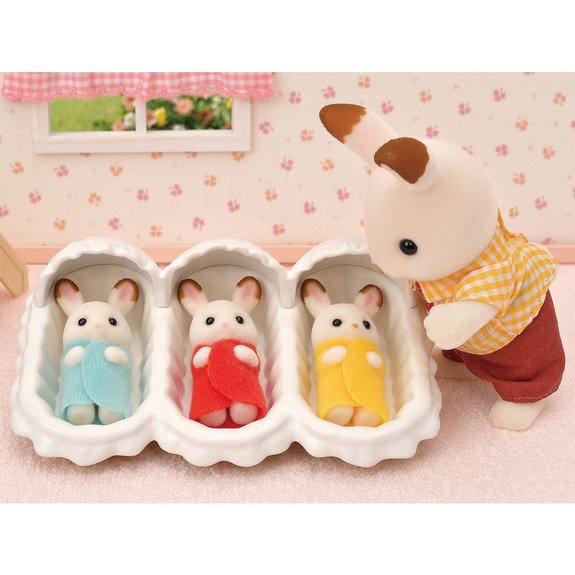 Les triplés lapin chocolat et accessoires puériculture - Sylvanian Families 5532