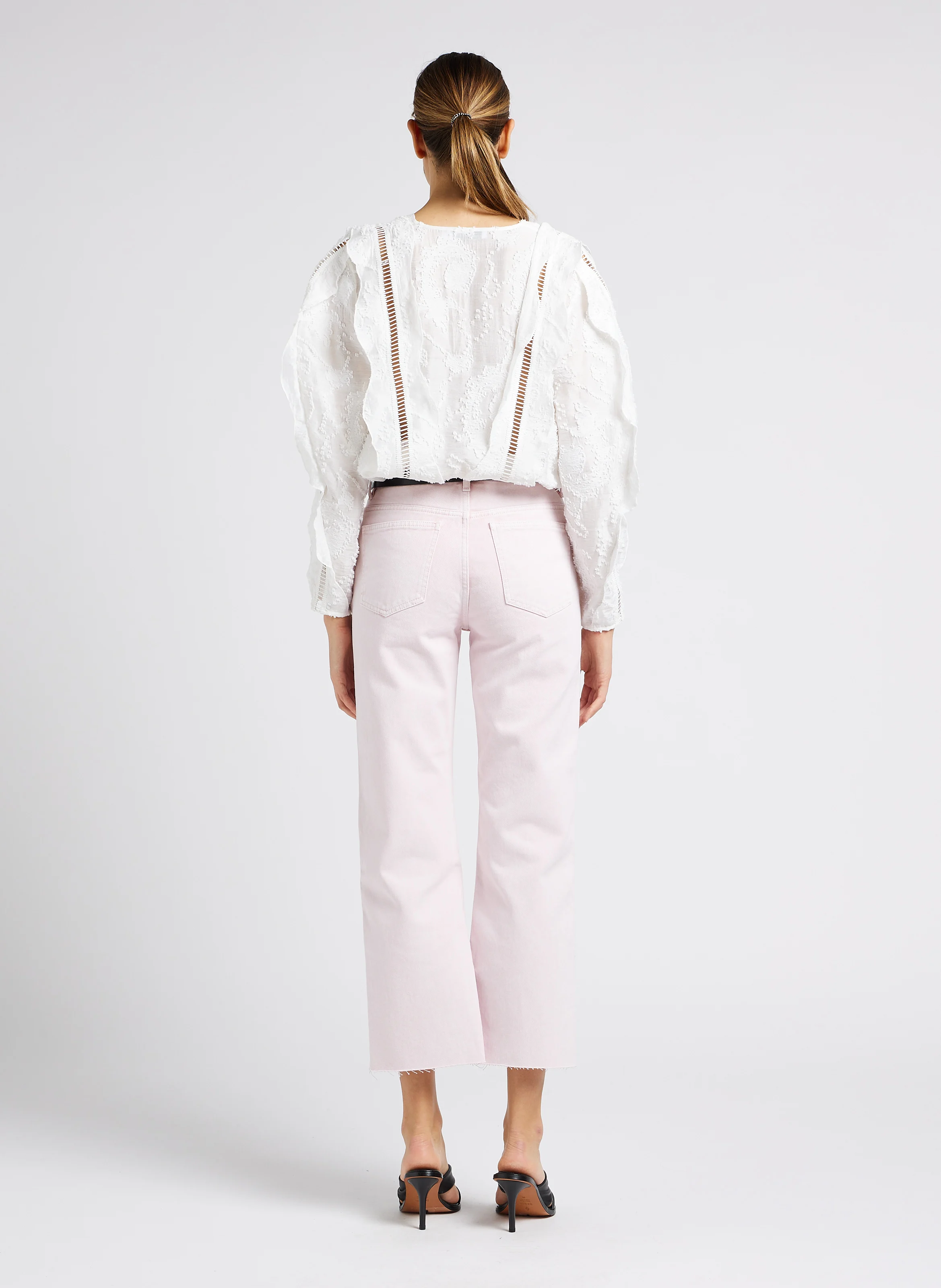 AIDEN - Jean droit taille haute en coton| Rose