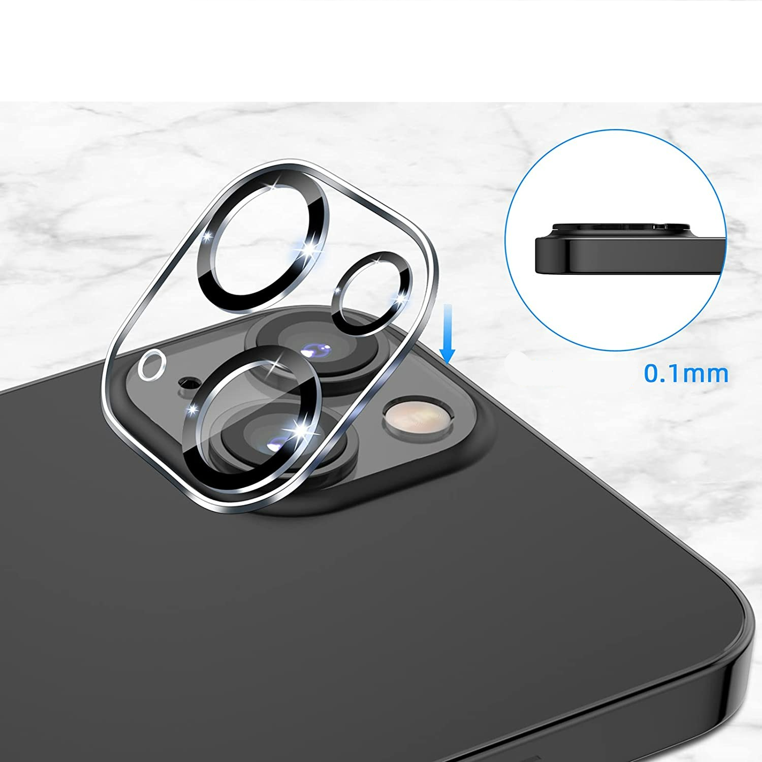 (2er Set) iPhone 14 / iPhone 14 Plus Kamera Objektiv Protector Panzer Glas Case Friendly - Transparent