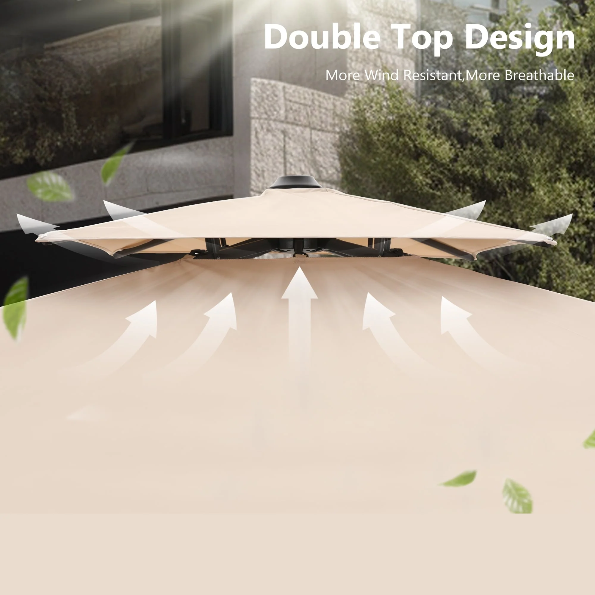 MAISON ARTS 12 FT Automatic Hydraulic Cantilever Umbrella Aluminum Pole 360 Degree Rotation
