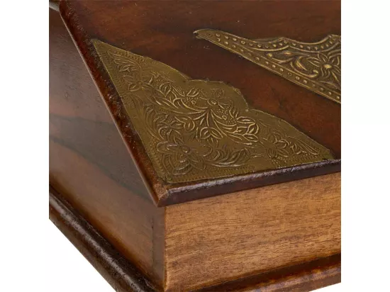 Coffret à bijoux en bois et métal marron 24,5x19x13,5h
