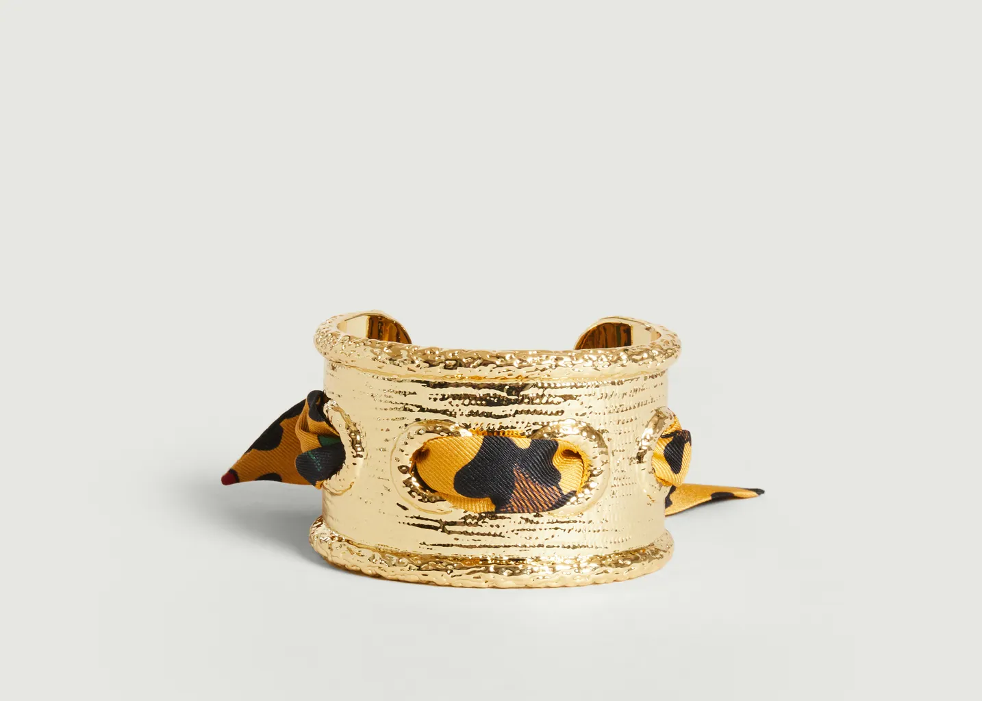 Bracelet manchette plaqué or et soie Queen Néoléo An-nee